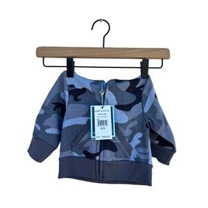 NWT Andy & Evan Grey Camo Hoodie Sherpa Lined Full Zip Sweatshirt 3/6M